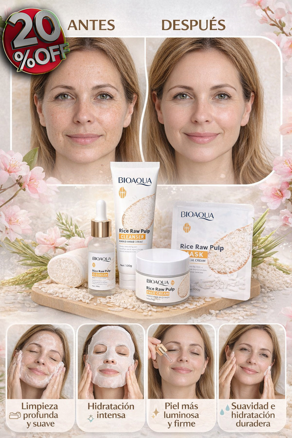 KIT FACIAL DE ARROZ BIOAQUA